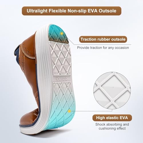 GUBARUN Men's Dress Sneakers Leather Oxfords Shoes Business Wingtip Casual Walking Shoes3