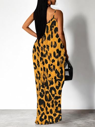 Image of Women's Summer Maxi Dress Spaghetti Strap Floral Boho Beach Long Sundress with Pockets