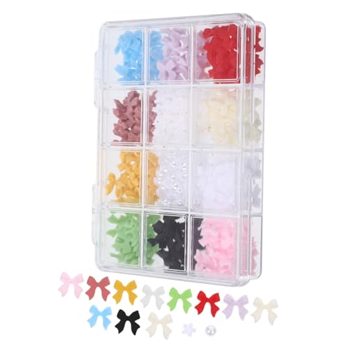 LIFKOME Nail Art Supplies 3D Nail Bows Pearls Set Charm Decorations 12 Pieces DIY Gems