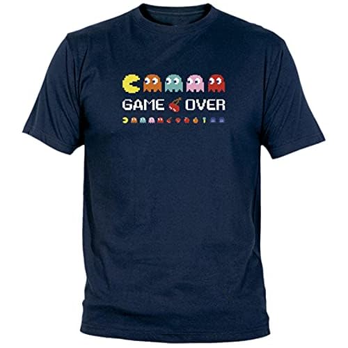 Camisetas EGB Camiseta Come Cocos Pacman ochenteras 80´s Retro (Marino, L)