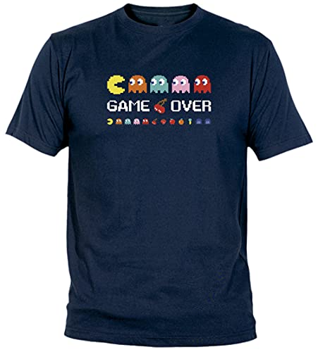 Camisetas EGB Camiseta Come Cocos Pacman ochenteras 80´s Retro (Marino, 4XL)
