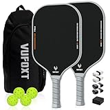 Pickleball Paddles Set of 2, Lightweight Raw Carbon and Glass Fiber Surface Pickleball Racket Set with 14mm PP Honeycomb Core, USAPA Compliant, 4 Pickle Balls, 4 Tapes, 1Bag, 1 Paddle Cleaner