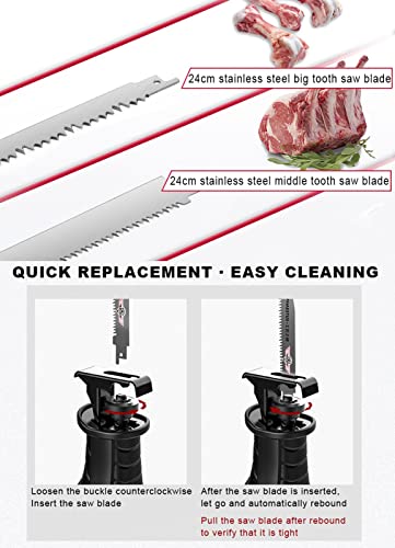 Portable Butchers Saw, Home Commercial Meat Saw, Multifunction 900W/1300W Reciprocating Saw for Cutting Frozen Food, Wood, Metal, Plastic, Anti-slip Shock-absorbing Handle, Reciprocating Stroke: 30mm(