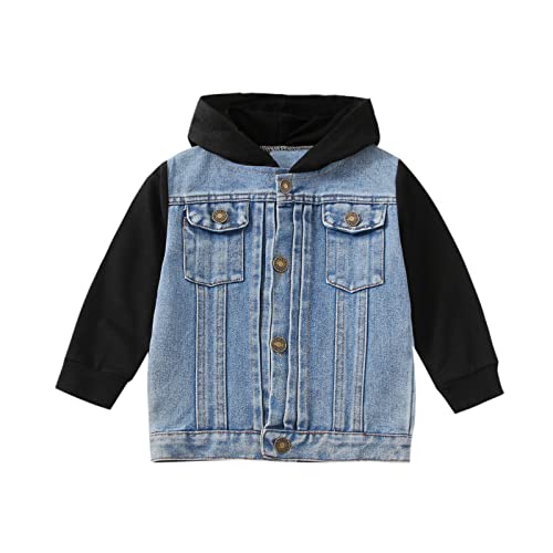 Toddler Boys Girls Windproof Denim Hooded Coat Jacket Kids Warm Outerwear Jacket Girls Raincoats Size 7 to 8