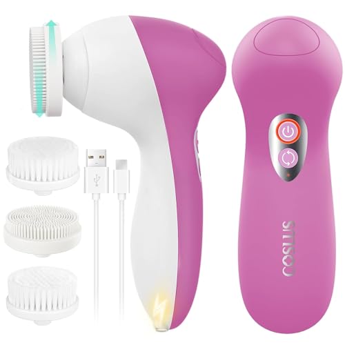 Cepillo limpiador facial y exfoliante, 3 en 1, recargable por USB, con 2 cabezales giratorios y 3 velocidades, para mujeres y hombres