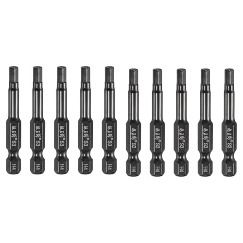 HARFINGTON 10pcs Hex Head Wrench Drill Bit 4mm(H4) Metric 1/4" Hex Shank 2"(50mm) Length S3 Steel Magnetic Industrial Grade Hexagon Electric Screwdriver Drill Bits by HARFINGTON - Used condition - US$7.06