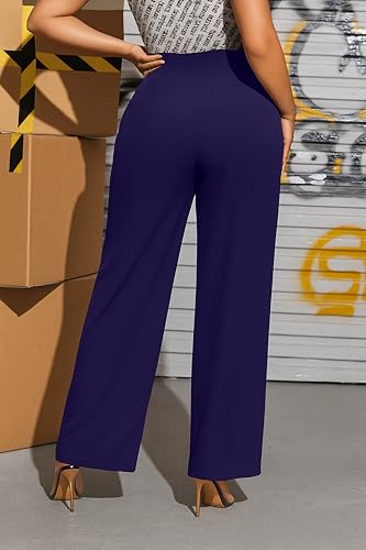 Image of Lycra Trouser for Women - Straight Fit Ankle Length Formal Pant for Office & Casual Wear, Classy Solid Pattern & Plain Design, Comfortable & Stretchable (in, Numeric, 36, Dark Blue)