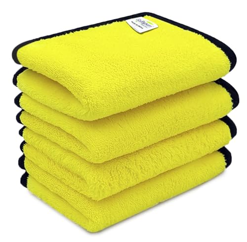 Image of SOFTSPUN Microfiber Baby Hand & Face Wipes 280 GSM 20x30 Cms, 4 Piece Towel Set, (Yellow) Super Soft & Comfortable for Newborn Babies Quick Drying Ultra Absorbent in Small Size.