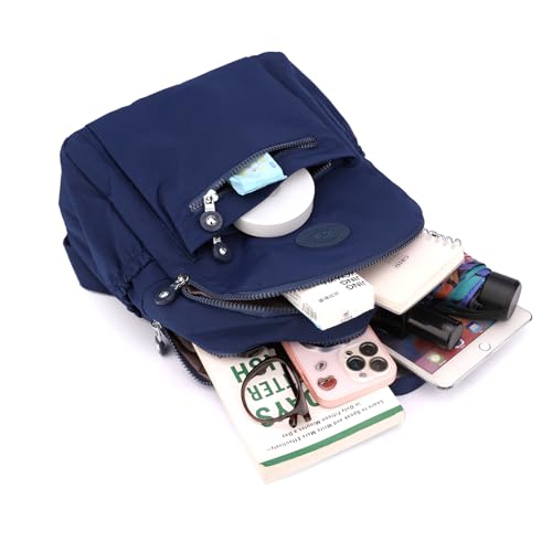 Image of Tanweibago Mini Nylon Women Backpacks,11L Small Ladies backpacks Casual Lightweight Women Shopping Travel Daypack (Dark Blue)