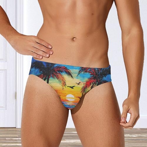 Beach Sunset Palm Trees Men's Swimwear Trunks Swimsuit Briefs Boxers Underwear Low Waist4