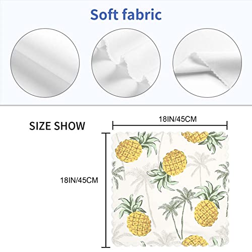 Yibeas Tropical Yellow Pineapples Cloth Table Napkins Set Of 4 Graphic Palm Trees Summer Beach Table Decoration Dinner Napkins For Kitchen 18 X 18 Inch #TOP1