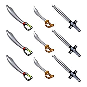 Yojoloin 9 STKS Opblaasbare Piraat Zwaard Messen Cutlass Stick Ballonnen, Voor Feestbenodigdheden Halloween Thema Party…