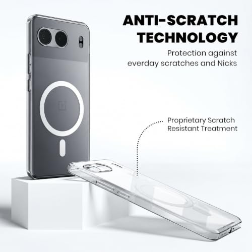 Image of DIZORO Crystal Clear Magnetic Compatible with Oneplus Nord 4 Back Cover case with Anti-Yellow (Compatible with Magsafe) Anti-Scratch | Shockproof Transparent Cover