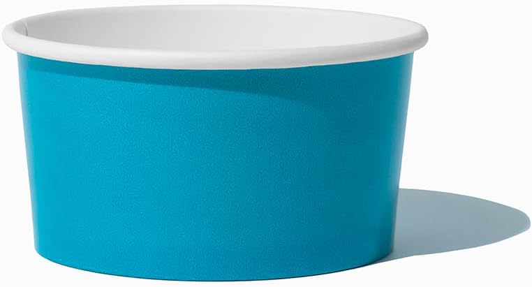UNIQ 6 oz Solid Blue Ice Cream Cups – Disposable Leak Resistant Paper Dessert Cups for Ice Cream, Frozen Yogurt, Gelato, Soup & Snacks – Takeout Cups for Parties, Catering - 1000 Pack