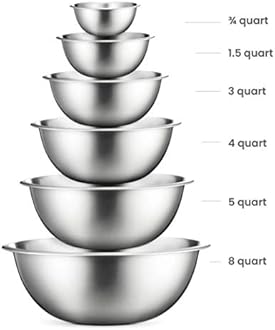 FineDine Mixing Bowls Set - 6-Piece, Easy-Grip, Stainless Steel Mixing Bowls for Baking, Cooking, Salad & Food Prep - Large, Medium and Small Metal Nesting Bowls
