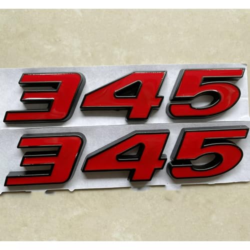 Image of Pair Set 345 Passenger & Driver Side Emblems 3D Badge Sticker Nameplates (Black Red)