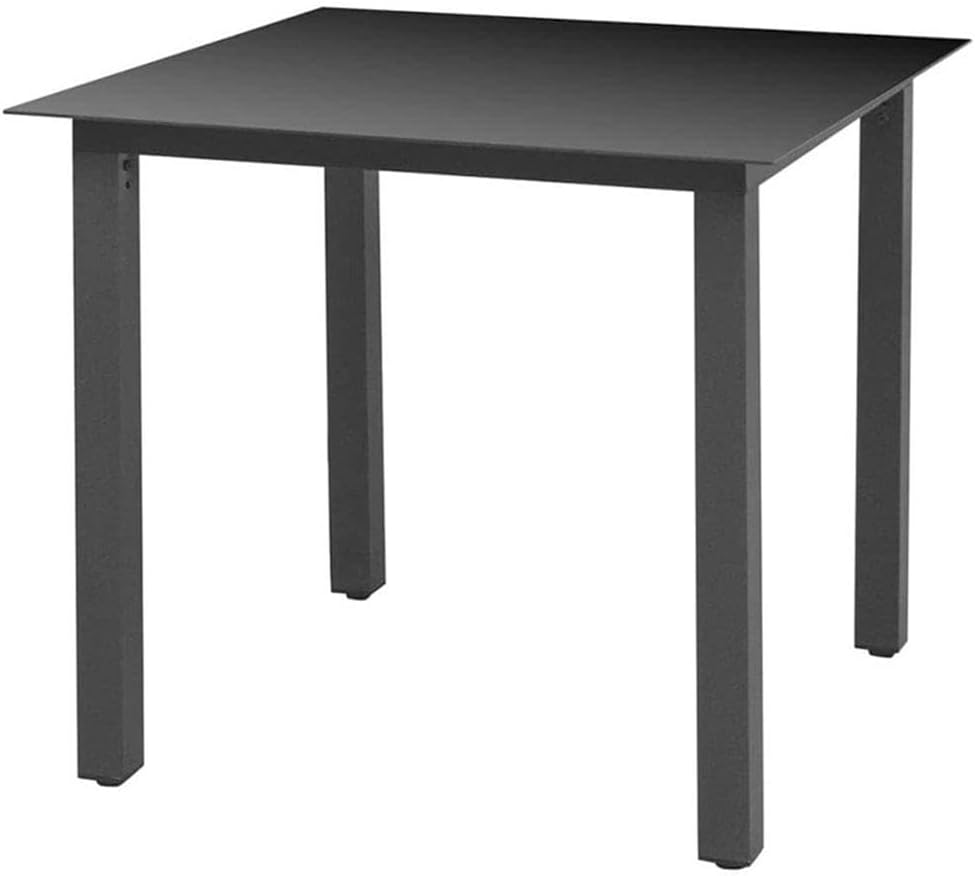 BOWERY HILL Contemporary 3-Piece Dining Set, PE Rattan & Glass, Matte Gray Finish, Includes Square Table 31.5 x 31.5 in and 2 Chairs with Cushions, Weather-Resistant, Patio Garden Outdoor Use