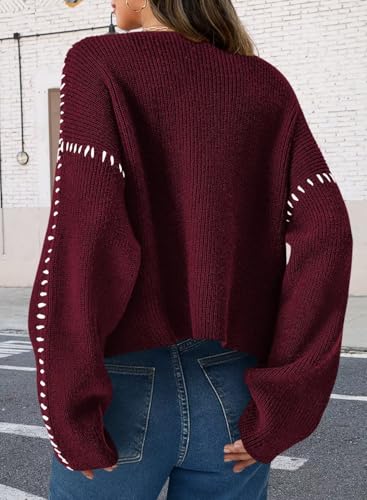 Wkior Womens Sweaters Long Sleeve Oversized Mock Neck Chunky Knit Pullover Sweater Top 2025 Fall Winter Outfits3