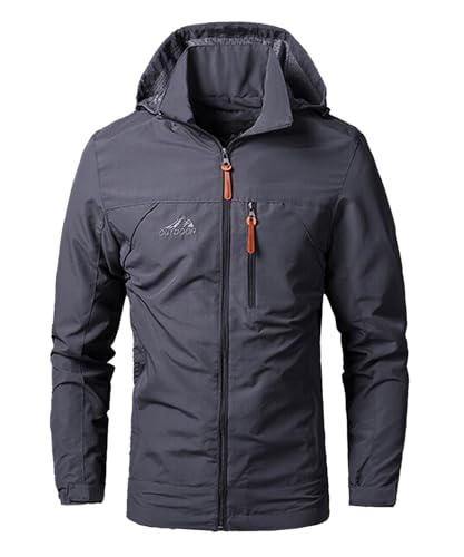 Btmpmcs Homme Veste de Montagne Veste en softshell Extérieur Coupe-Vent Randonnée pour Voyage Résistant Léger Sport Outdoor Manteau avec Capuche Amovible – vue 2