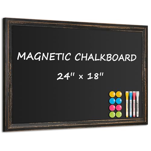 Chalk Board 24x18 Rustic Wood Framed Magnetic Blackboard for Wall