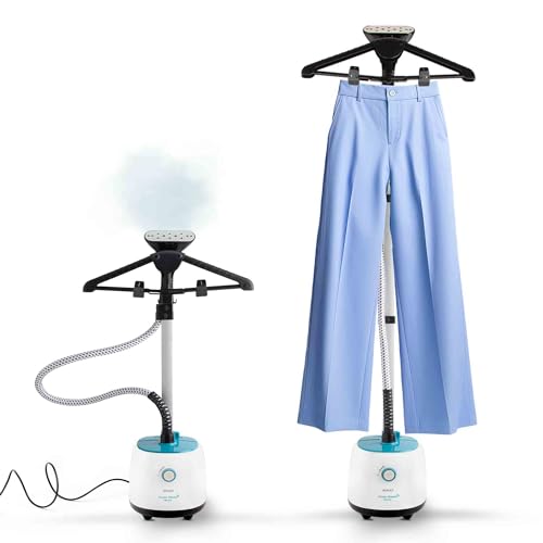 SOGO Plancha Vertical Vapor para Ropa con Perchero y Estante Telescópico 1900W y Capacidad de 1,9L – Plancha Ropa, Cortinas, Telas para Eliminar Arrugas - Plancha Vapor con Cepillo, Percha y Guante