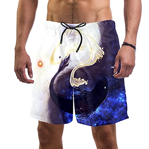 Short de bain pour homme Yin Yang Fish multicolore avec doublure maille taille L