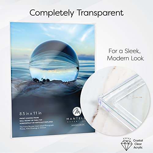 Mantello Essentials Front Loading 8.5 X 11 Picture Frame, Acrylic Picture Frame To Display Certificates & Photos, Acrylic Frame With Glass Front, 6 Pack #TOP1