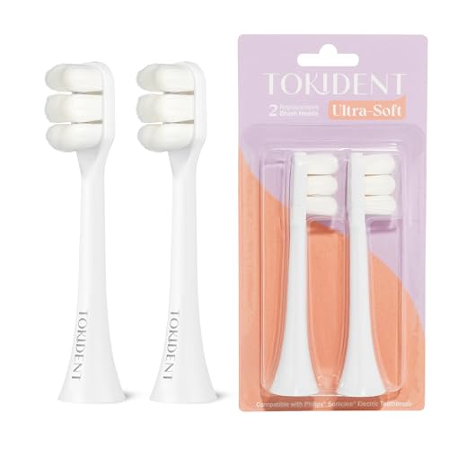 Replacement Brush Heads for Philips Sonicare Electric Brush - Ultra Soft Toothbrush Heads for Sensitive Teeth & Gums - Replacement Head with 10,000 Wave Cut Nano Bristles - 2 Pack - Pearly White