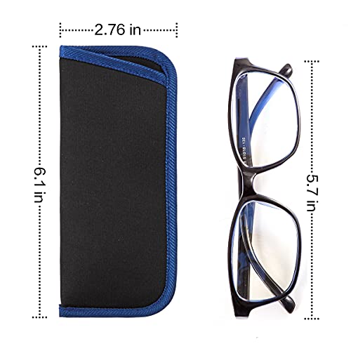 TRIUMPH VISION 3 Pack Reading Glasses Pouch - Soft Eyeglasses Bag Portable Cloth Eyewear Case, Zh-6 Pack (Black+flowers), S