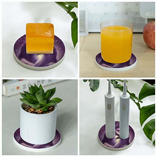 Dessous de verre ronds en diatomite Moonlight de 10 cm pour bar et table, lot de 2