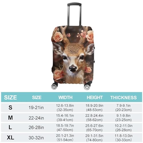 Luggage Cover Elastic Washable Suitcase Cover Dust-Proof Deer Wearing Flowers Travel Luggage Cover Fashion Suitcase Protector Thickened Baggage Cover Fit 18-32 Inch Luggage L, white2