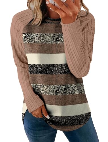 Image of SAMPEEL Sweatshirt for Women Long Sleeve Shirts Crewneck Sweaters Fall Fashion Outfits 2025 Trendy Tunic Tops Plus Size