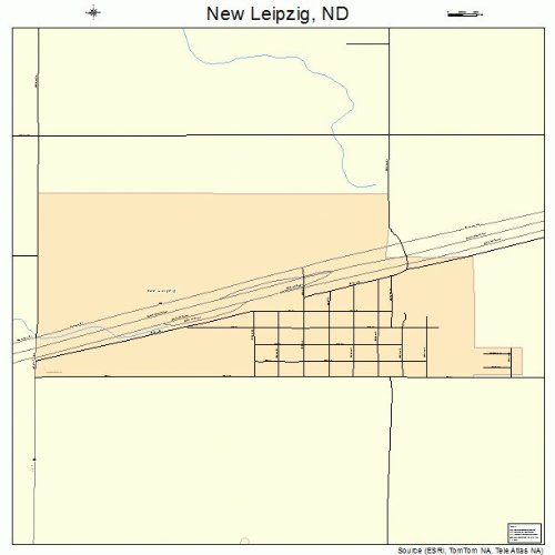 Large Street & Road Map of New Leipzig, North Dakota ND Printed
