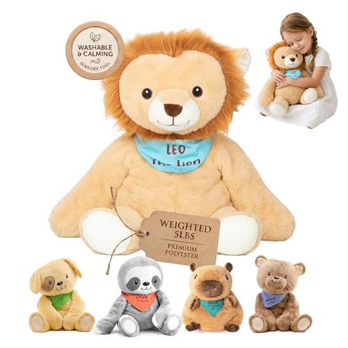 Image of Lilly's Love Weighted Stuffed Animals for Adults & Kids - 5lb Calming Lion Plush for Anxiety, ADHD & Sensory | Machine Washable Weighted Stuffed Animal w /Removable Insert | Leo The Lion