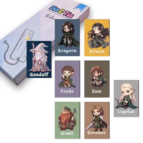 Image of Dia & Tia - 8 Elegant & Durable Themed Magnetic Bookmarks Set � Nature, Fantasy, Inspirational Quotes, and More | Perfect for Book Lovers, Students, and Gift Ideas (LOTR, Large - 5x15 cm)