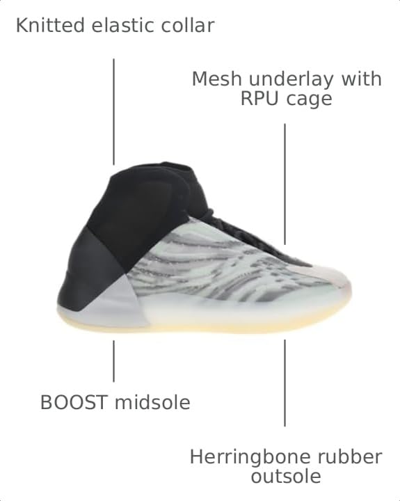 Image of adidas Yeezy Quantum Lace-Up Sneakers- Knitted Elastic Collar, Mesh Upper with RPU Cage, Boost Cushioning - Yeezy Shoes