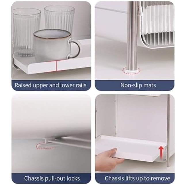 Acrylic Cup Storage Organizer with Flip-Up Door Countertop Mug Rack Cabinet with Pull-Out Tray for Kitchen Office & Vanity Beautiful