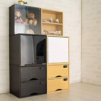 Amazon｜【2個セット】キューブボックスα 木製2段引き出し