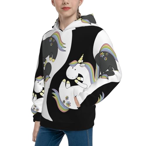 Unicorn in Yoga Kid Hoodies Boys Sweatshirts Girls Pullover with Pocket2