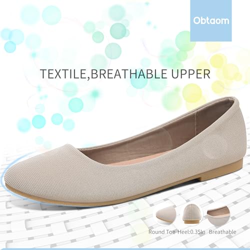 Image of Obtaom Round Toe Women Flat Shoes Slip on Girls Dress Black Ballet Flats