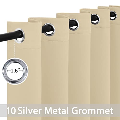 Yakamok Room Darkening Grommet Window Drapes Thermal Insulated Light Blocking Beige Blackout Curtains for Bedroom(70Wx84L, Beige, 2 Panels)