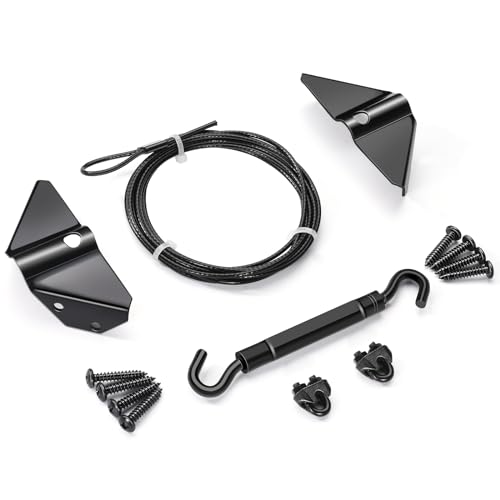 Anti Sag Gate Kits for Wooden Fence Door Support Cable Kit in Zinc Black Anti-Sagging Fence Door Kit Steel Hardware for Wooden Correcting or Preventing
