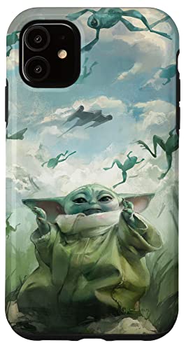 Coque iPhone 11 Star Wars Grogu antichoc avec motif de grenouilles flottantes