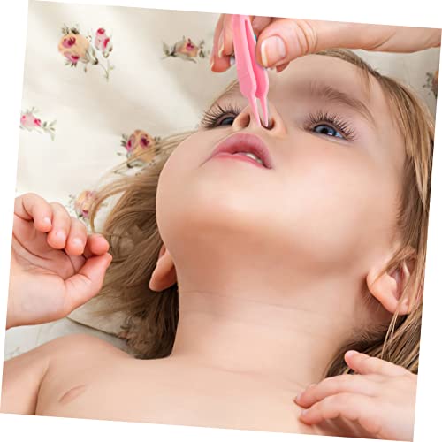 Hemoton Precision Tweezers 25 Pcs Booger Clip Abs Baby Toiletries Round Head Pink Stuff Cleaner #TOP6