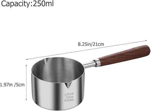 Miniatura 7 de BESTonZON Cacerola con asa olla de acero inoxidable mini calentador de mantequilla con boquilla de vertido olla de leche antiadherente olla de cera