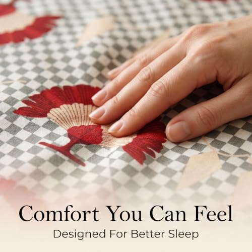 Image of BSB HOME 240 TC Cotton Feel Double Bedsheet with 2 Pillow Covers, Premium Soft Breathable Bed Sheet Set, Fade Resistant, All-Season, Easy Care, 90 x 100 Inches (228 x 254 cm) - Taupe & Crimson Red