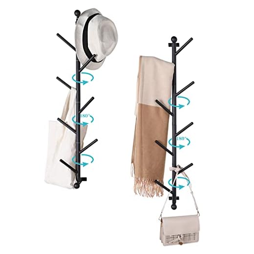 Hongtamoya 2-Pack Wall Mount Coat Rack, Modern Tree Branch Style Wall Mount, and 180° Rotary Design for Entryway, Hallway, and Bedroom Storage of Coats, Hats, Bags, Scarves, and Clothes-Black