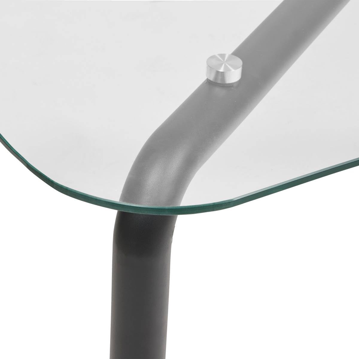 Atmosphera - Table à Manger Hécate - Plateau Ovale en Verre Trempé Transparent - 6 Places 180x90cm - Pieds en Acier Finition Mate - Design Moderne