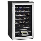 Smad 33 Bottle Wine Fridge Freestanding Compressor Wine Cooler, Stainless Steel Frame