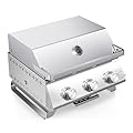 R.W.FLAME 3-Burner Tabletop Portable Propane Gas Grill with Detachable Griddle,24,000 BTU Compact Outdoor BBQ